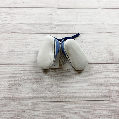 Janie And Jack Pumpkin Embroidered Blue Slip On Baby Shoes NWT 0-3 Months