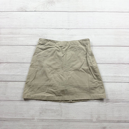 Lands End Girls Khaki Uniform Skort Adjustable Waist Stretch Blend 12
