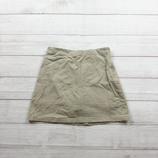 Lands End Girls Khaki Uniform Skort Adjustable Waist Stretch Blend 12