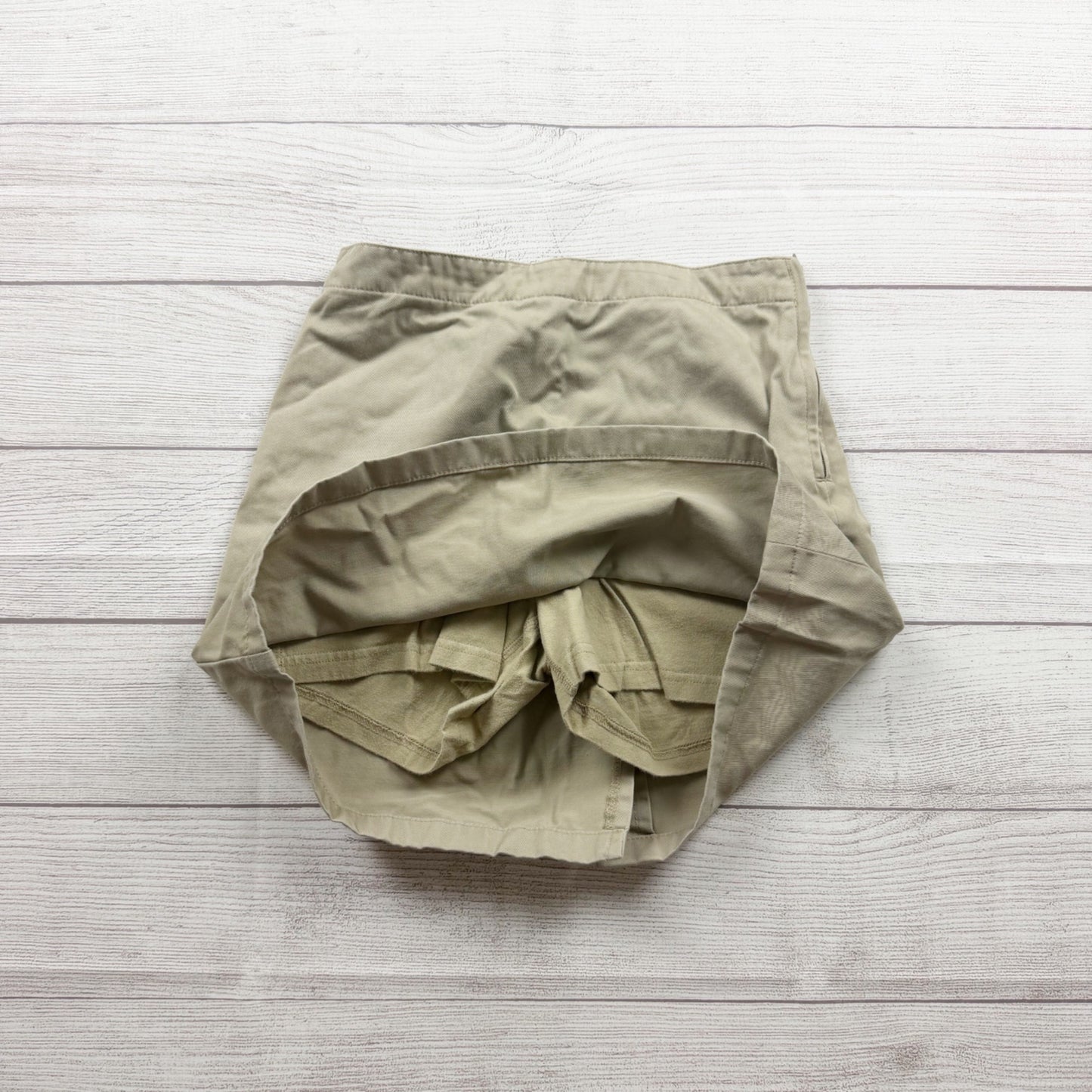 Lands End Girls Khaki Uniform Skort Adjustable Waist Stretch Blend 12