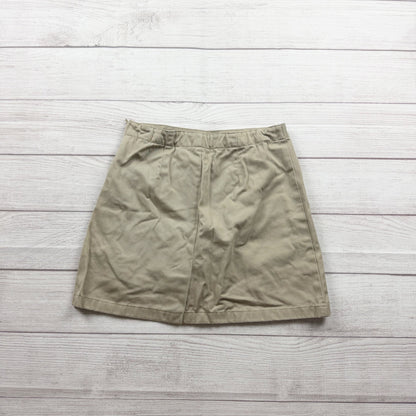 Lands End Girls Khaki Uniform Skort Adjustable Waist Stretch Blend 12