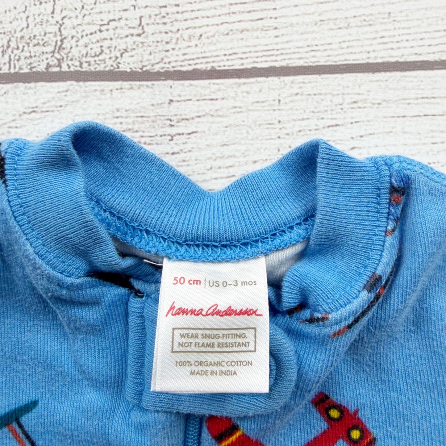 Hanna Andersson Organic Airplane Print Blue Sleeper Play Pajamas 0-3 Months