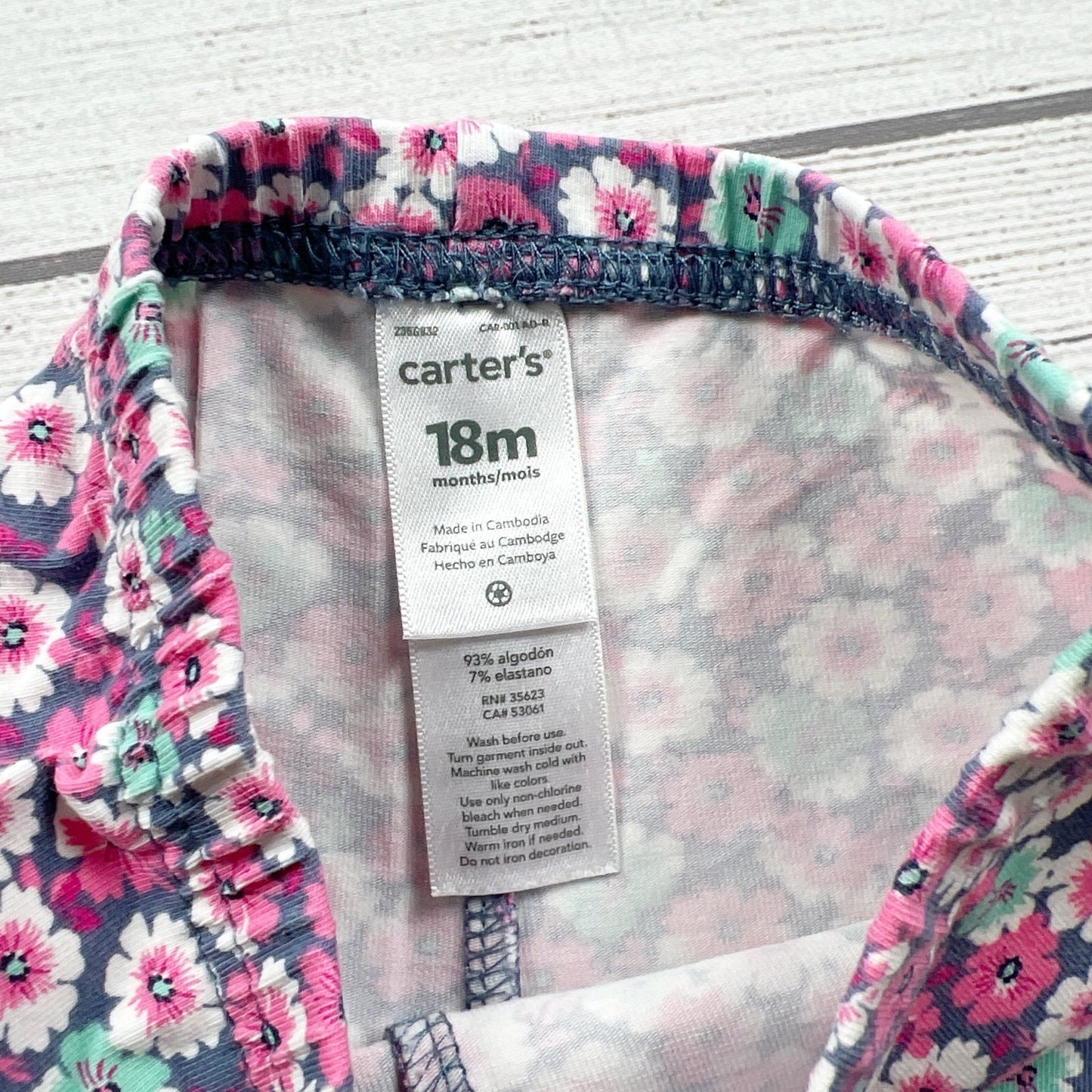 Carter’s Floral Leggings Toddler Girls Flower Print Stretch Pants 12-18 Months