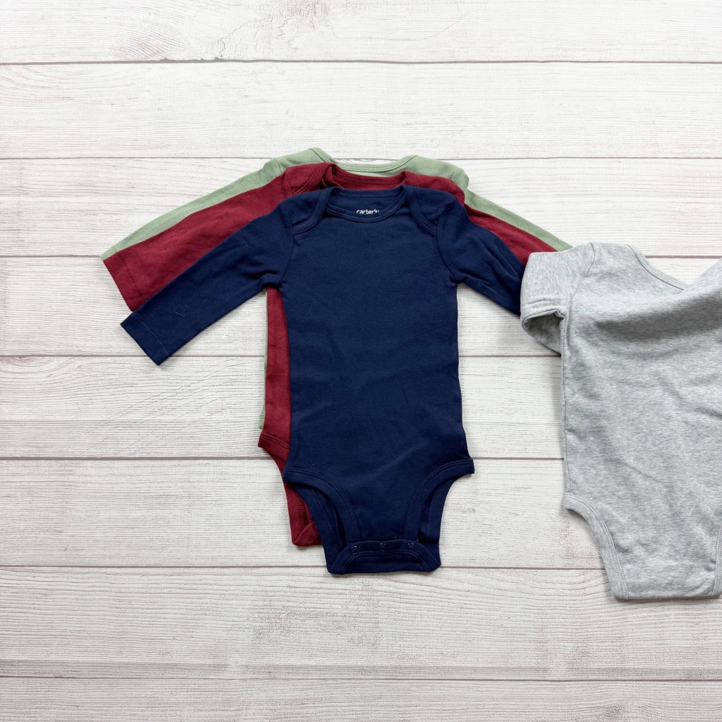 Carters Baby Long Sleeve Bodysuits 4-Pack Neutral Multi-Color NWT 3-6 Months