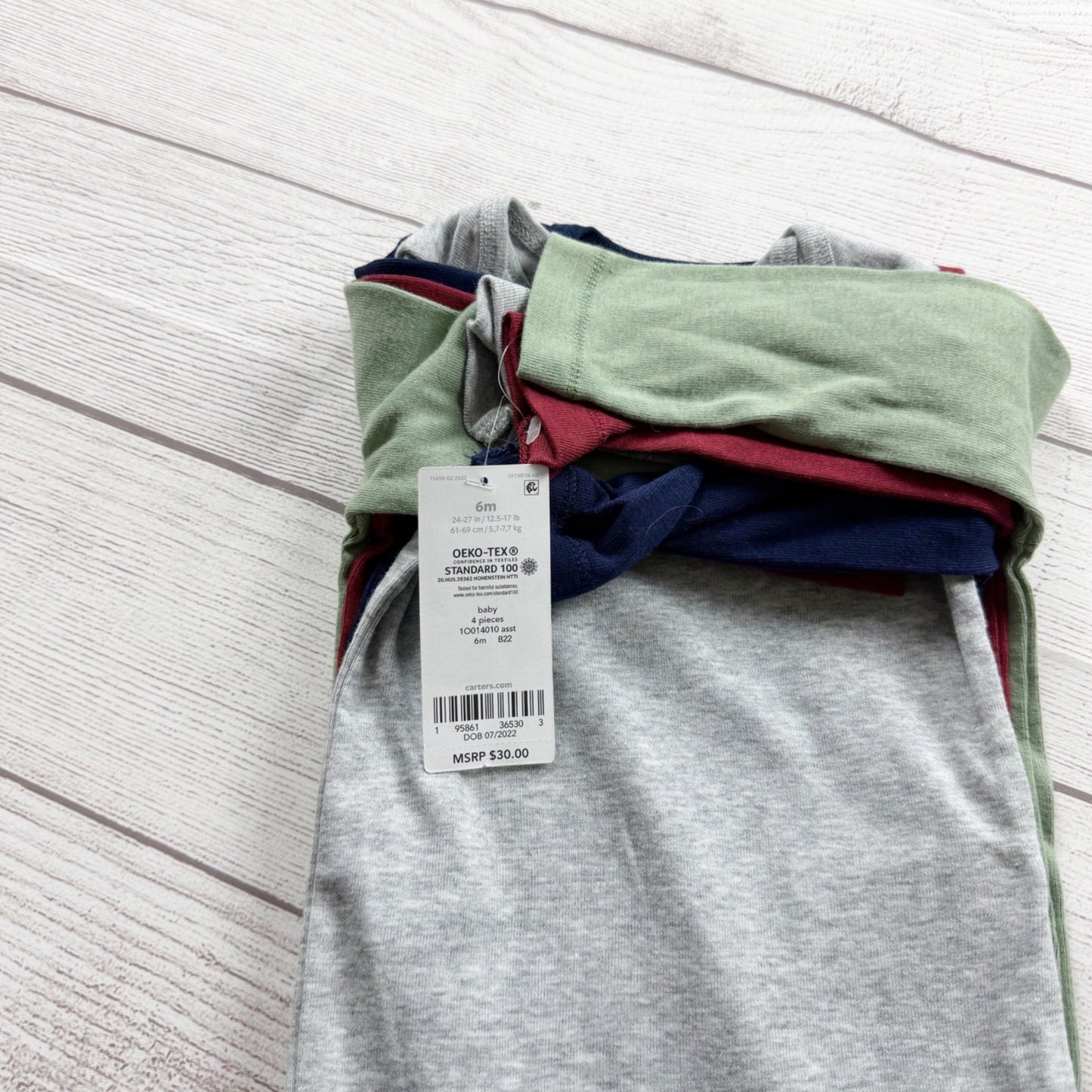 Carters Baby Long Sleeve Bodysuits 4-Pack Neutral Multi-Color NWT 3-6 Months