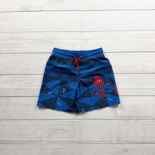 Marvel SpiderMan Boys Swim Trunks Web Print Elastic Waist Red Drawstring 4-5