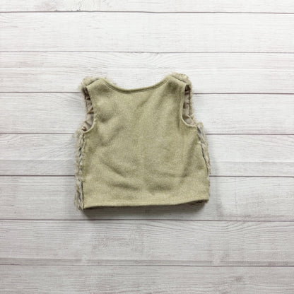 Wonder Nation Faux Fur Vest Girls Tan Brown Gray Fuzzy Sleeveless XS 4-5