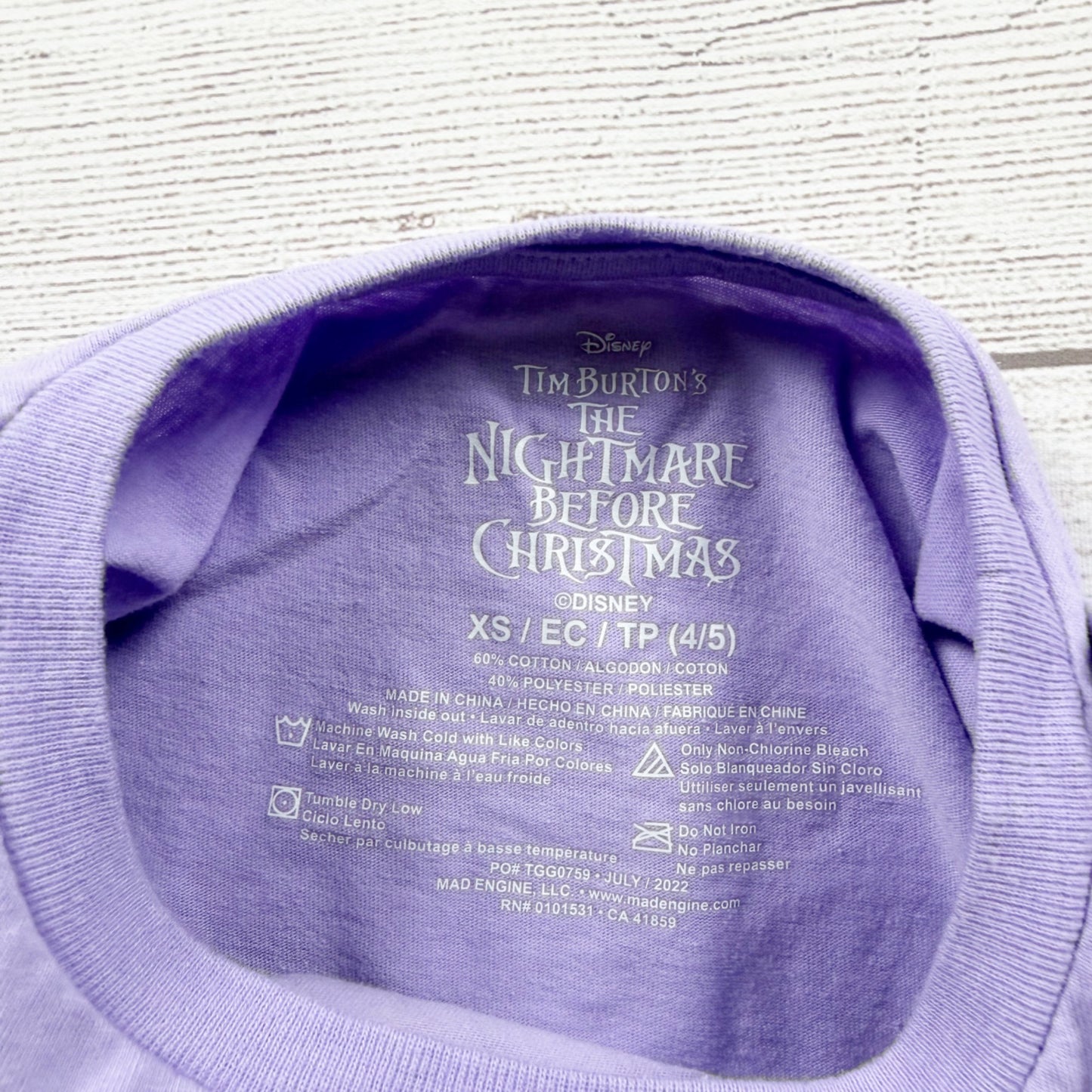 Disney Nightmare Before Christmas Long Sleeve Shirt Character Graphic XS 4-5