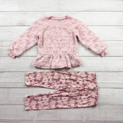 Tahari Girls Set Faux Fur Peplum Top + Pink Camo Leggings 2 Piece Outfit 4
