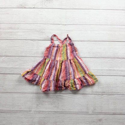 Carter’s Multicolor Striped Baby Girl Dress Sleeveless Multitiered 6-9 Months