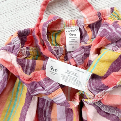 Carter’s Multicolor Striped Baby Girl Dress Sleeveless Multitiered 6-9 Months