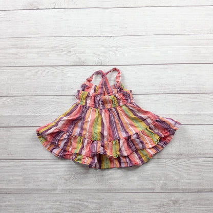 Carter’s Multicolor Striped Baby Girl Dress Sleeveless Multitiered 6-9 Months
