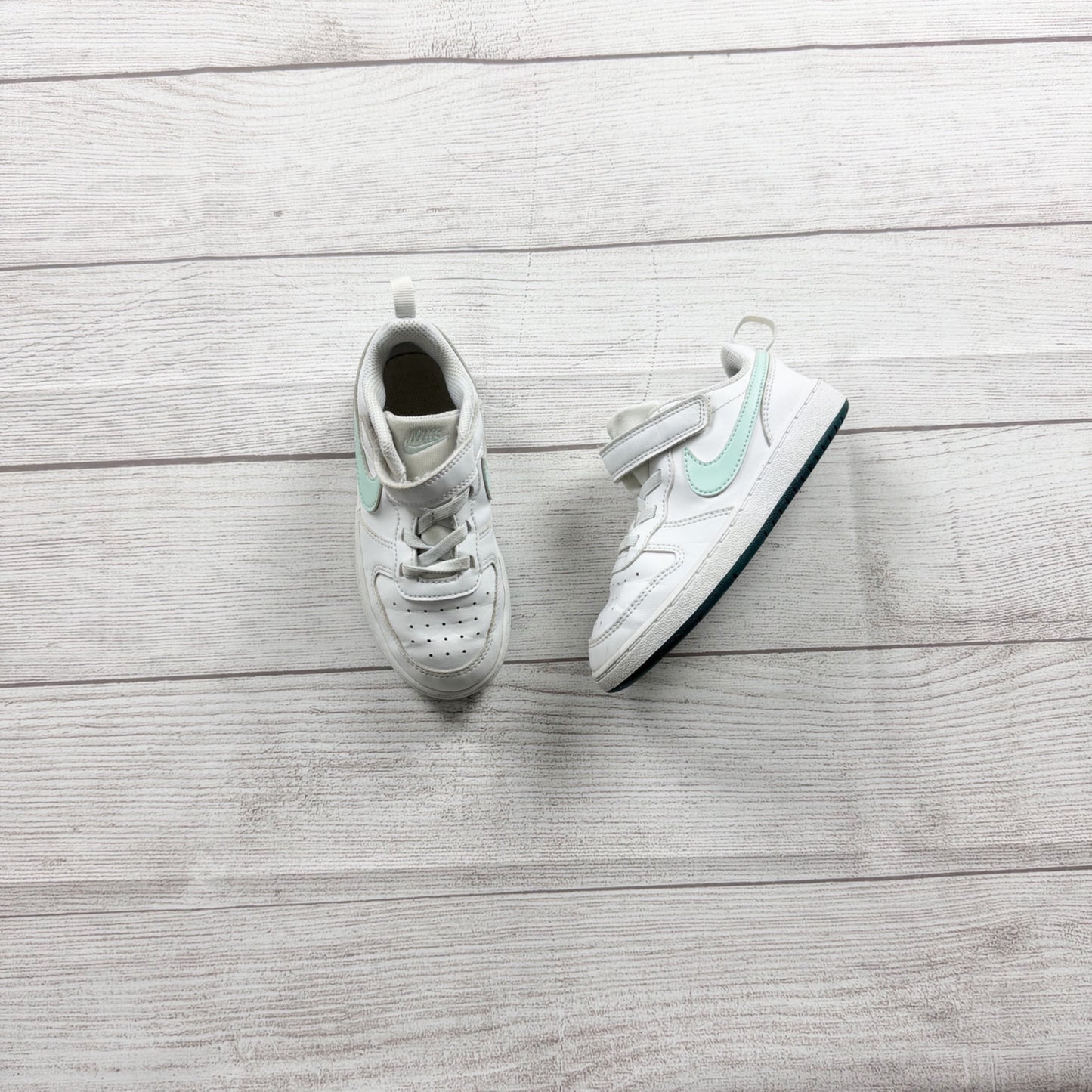 Nike Court Borough Low Recraft Toddler Sneakers White Jade Ice Velcro Shoes 10 C