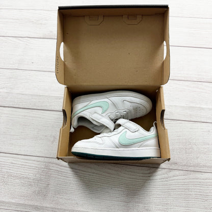 Nike Court Borough Low Recraft Toddler Sneakers White Jade Ice Velcro Shoes 10 C