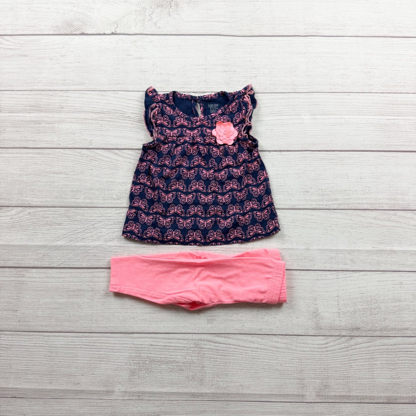 Just One You Carter's 2 Piece Baby Girl Outfit Butterfly Print 3-6 Months