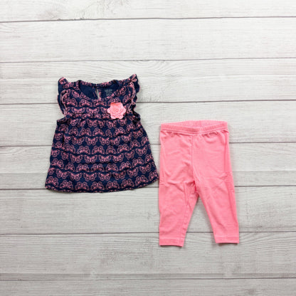 Just One You Carter's 2 Piece Baby Girl Outfit Butterfly Print 3-6 Months