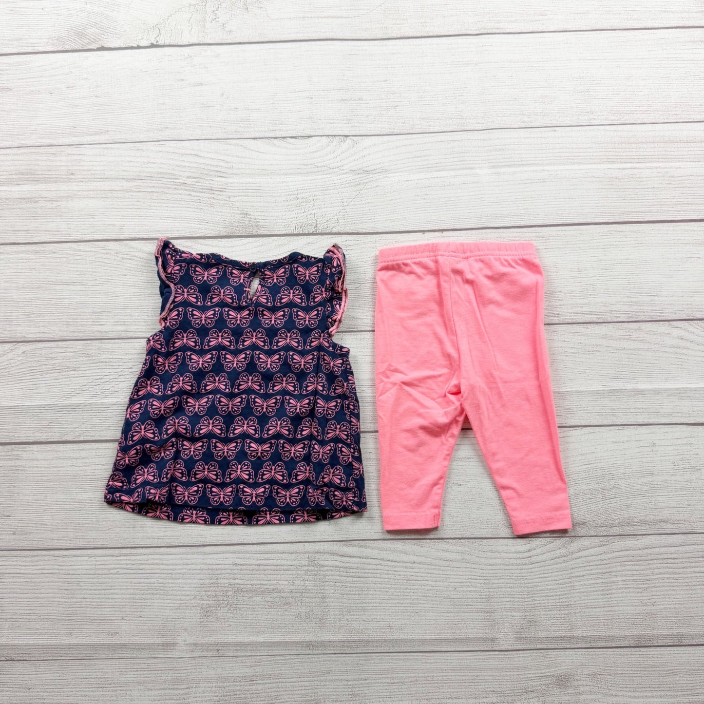 Just One You Carter's 2 Piece Baby Girl Outfit Butterfly Print 3-6 Months