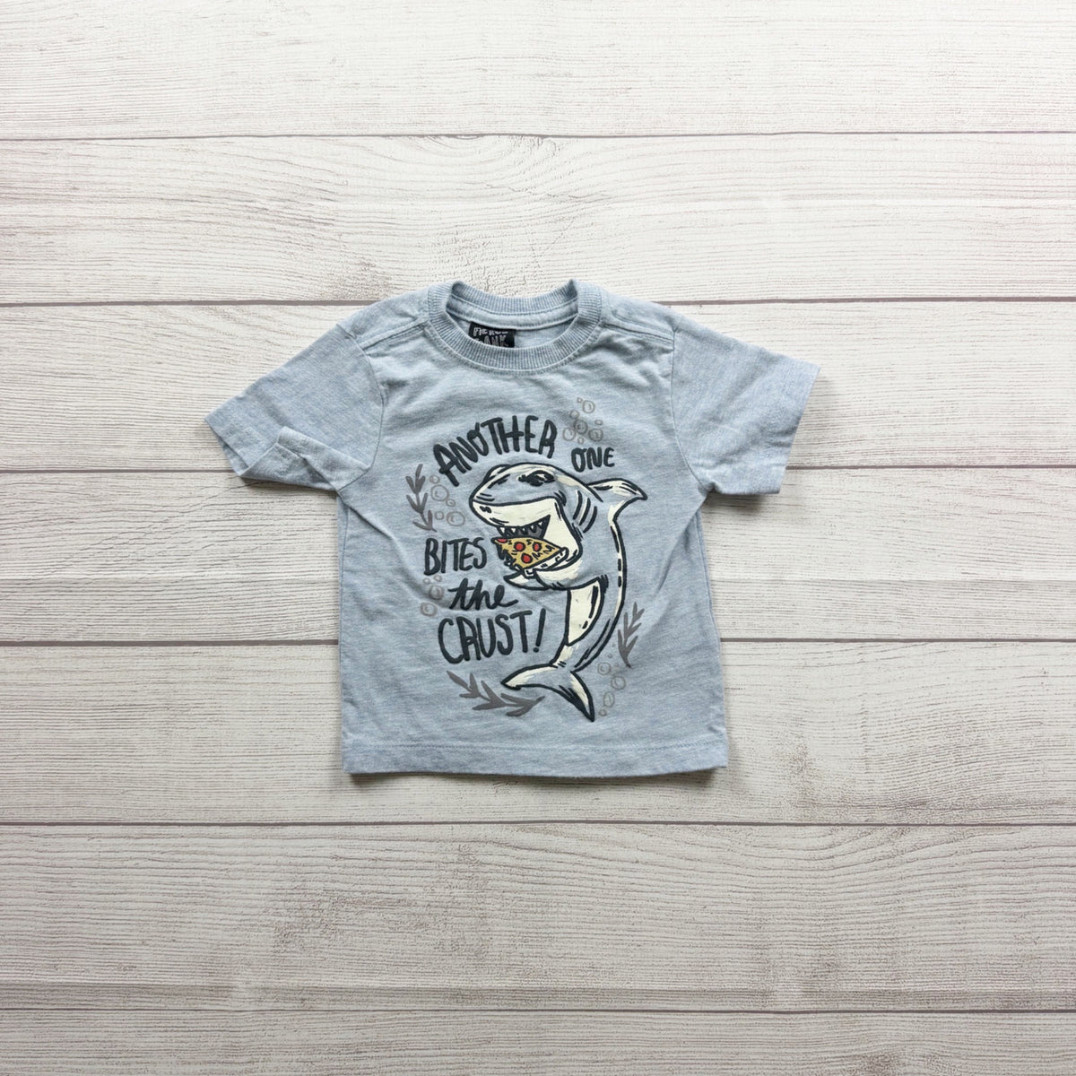Fierce Frank Graphic Shirt Shark Pizza "Another One Bites The Crust" 9-12 Months