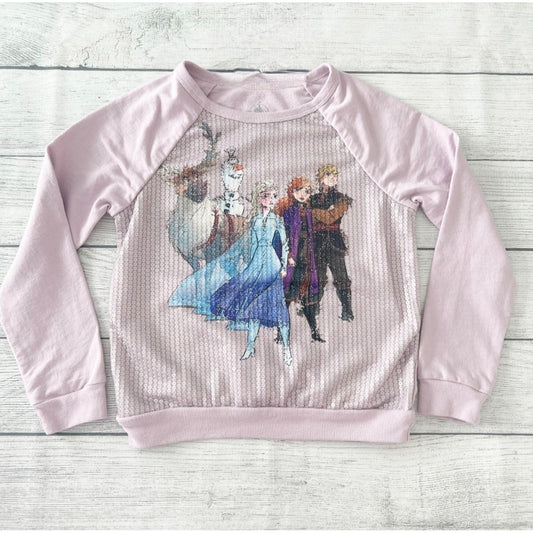 Disney Frozen 2 Sequin Sweatshirt Girls Pullover Elsa Anna Olaf Kristoff Medium