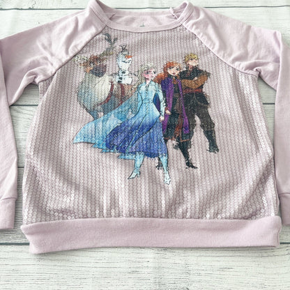 Disney Frozen 2 Sequin Sweatshirt Girls Pullover Elsa Anna Olaf Kristoff Medium