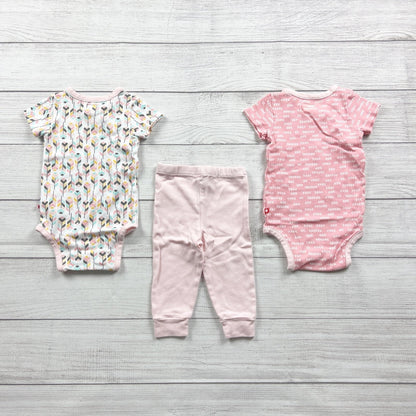 Skip Hop Baby 3 Piece Outfit Set Bodysuits Pants Multicolor Pink 6-9 Months