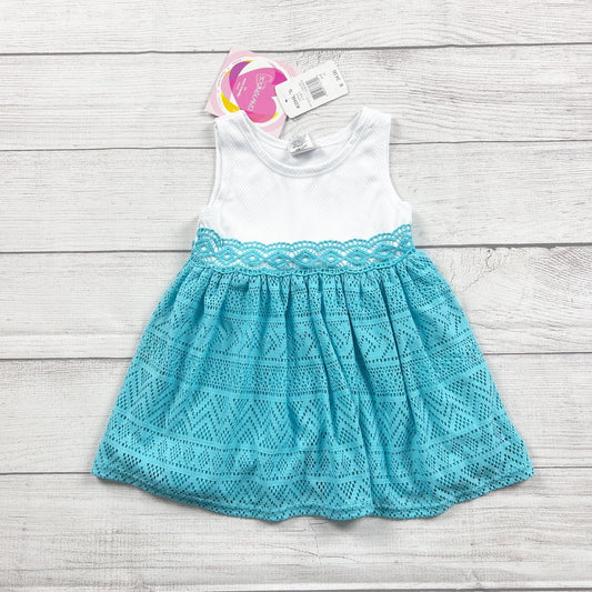 Youngland Toddler Girls Sleeveless White Turquoise Crochet Dress NWT 2T