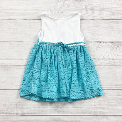 Youngland Toddler Girls Sleeveless White Turquoise Crochet Dress NWT 2T