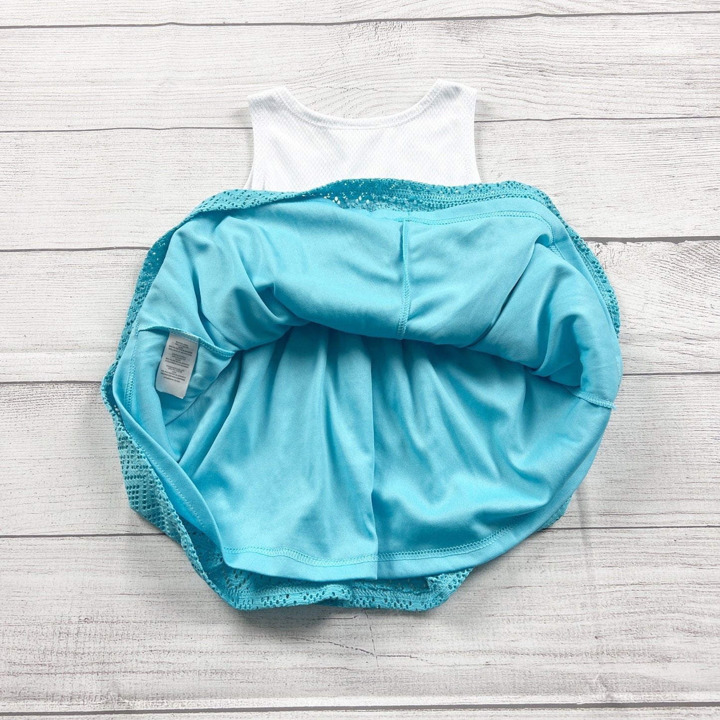 Youngland Toddler Girls Sleeveless White Turquoise Crochet Dress NWT 2T