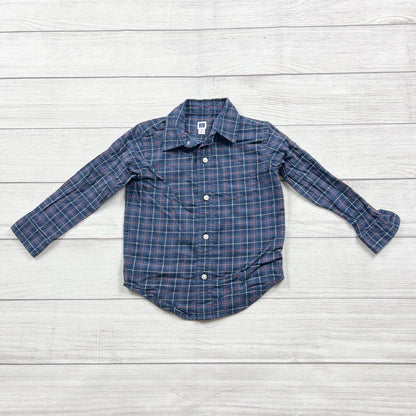 Janie And Jack Boys Plaid Long Sleeve Button Up Shirt Blue 3T