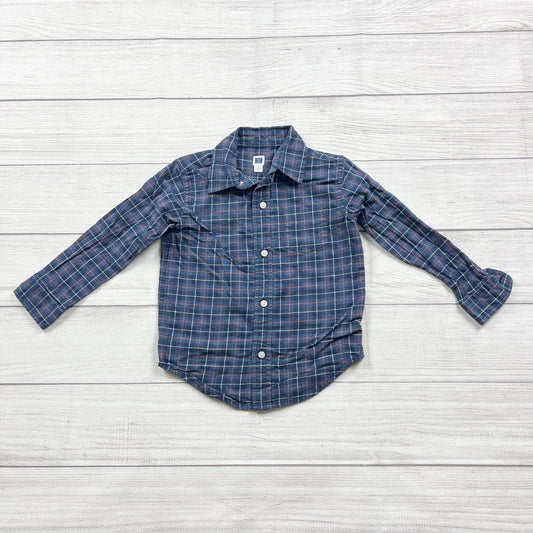 Janie And Jack Boys Plaid Long Sleeve Button Up Shirt Blue 3T