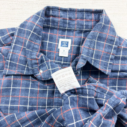 Janie And Jack Boys Plaid Long Sleeve Button Up Shirt Blue 3T