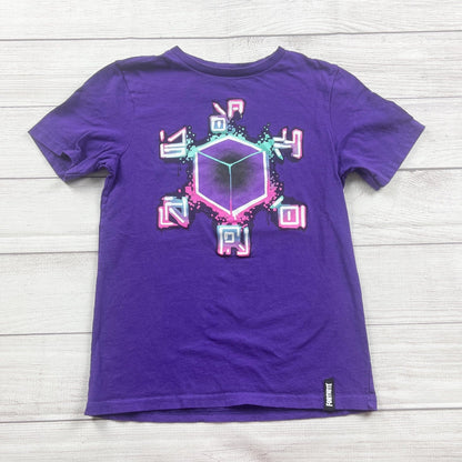 Fortnite Purple Graphic Tee Kids Shirt Cube Design Short Sleeve L 10-12