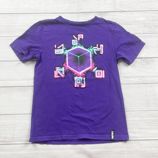 Fortnite Purple Graphic Tee Kids Shirt Cube Design Short Sleeve L 10-12
