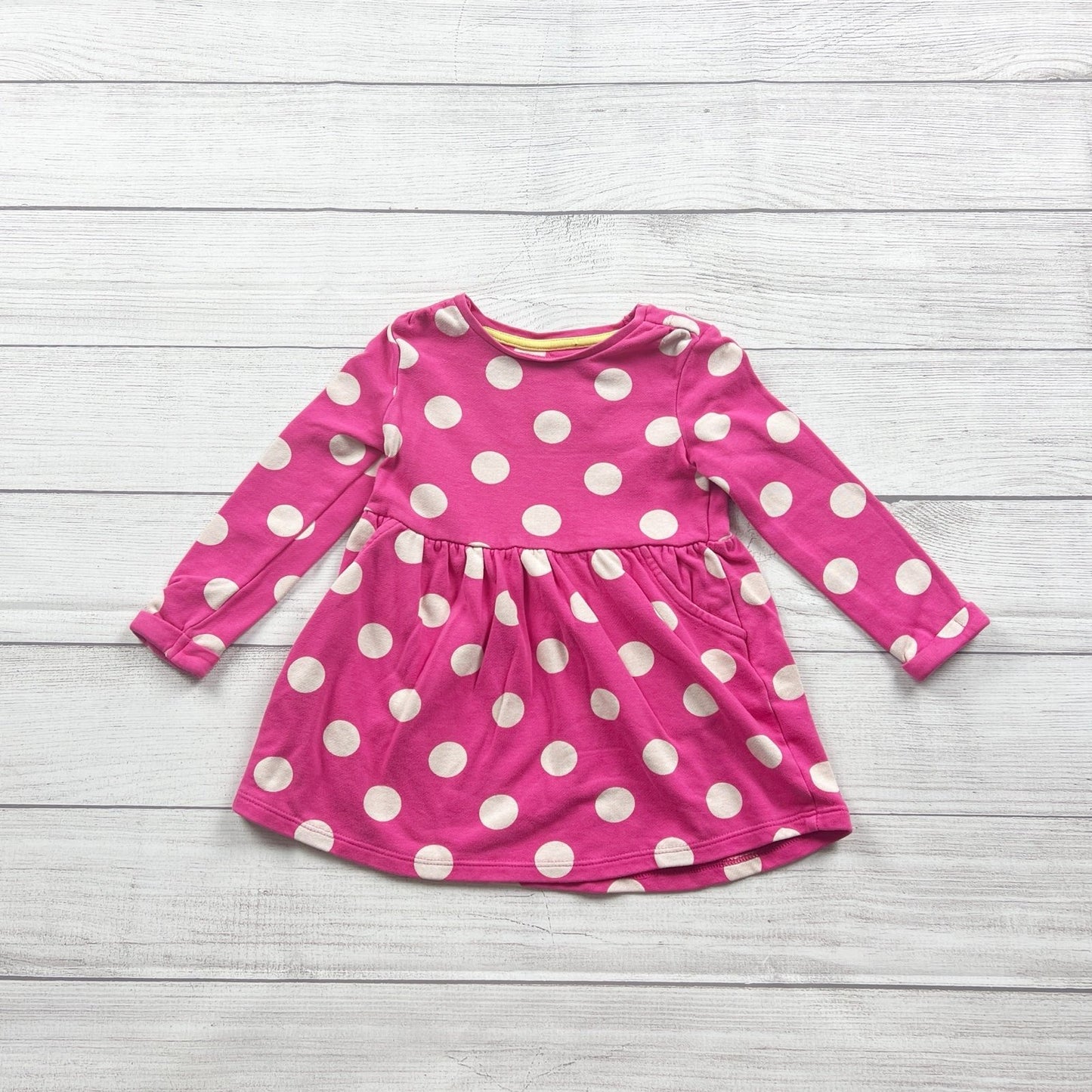 Tu Pink Polka Dot Long Sleeve Baby Dress Cotton Blend 12-18 Months