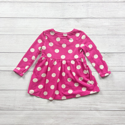 Tu Pink Polka Dot Long Sleeve Baby Dress Cotton Blend 12-18 Months