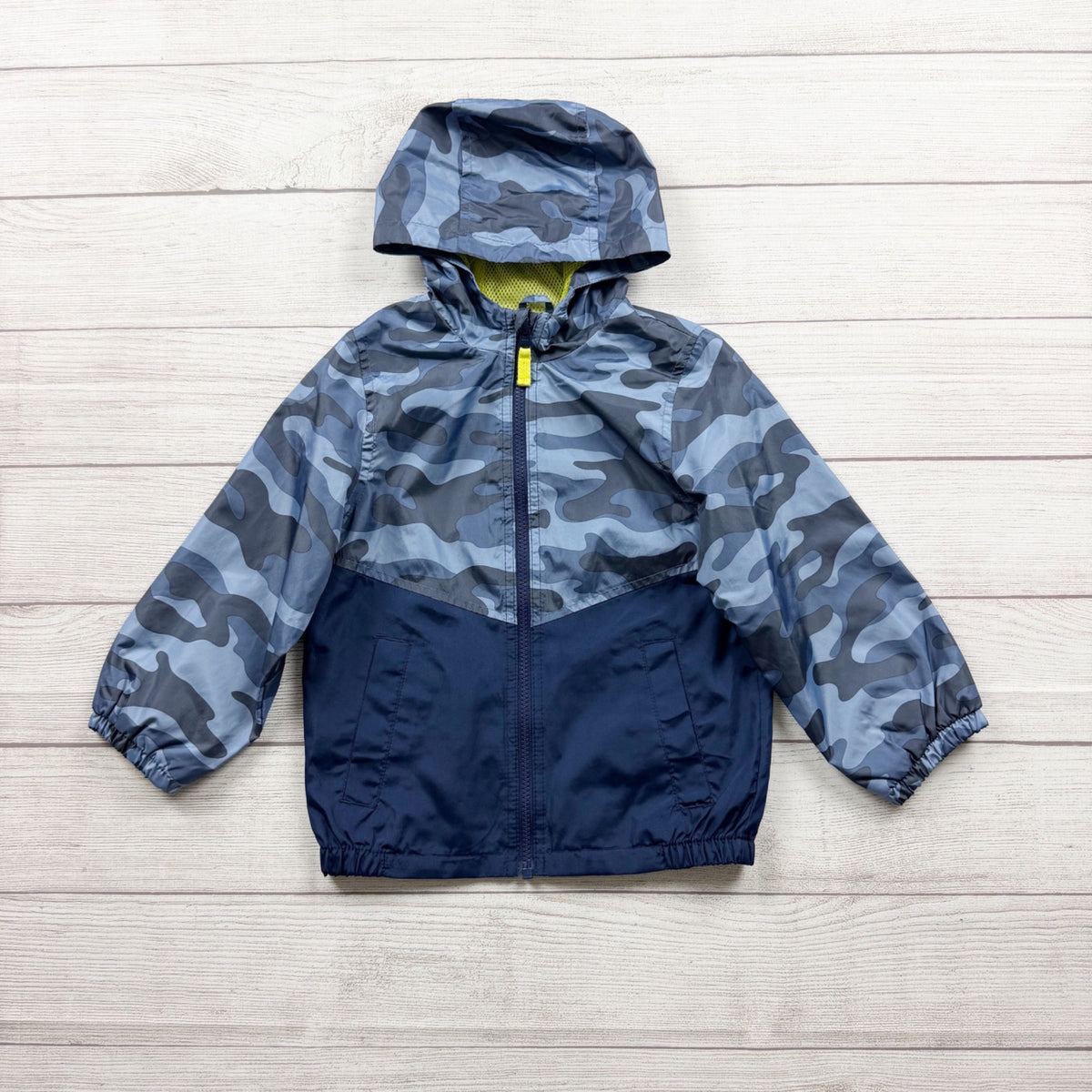 Carter's Blue Camo Water Resistant Hooded Jacket Lightweight Polyester 4-5