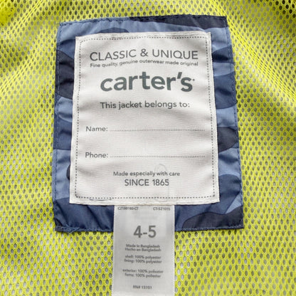 Carter's Blue Camo Water Resistant Hooded Jacket Lightweight Polyester 4-5