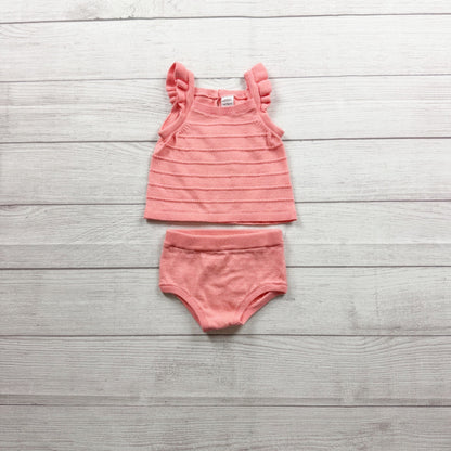 Carter's Baby Girls 2-Piece Pink Top Bloomer Set Striped Ruffle Detail 3-6 Months