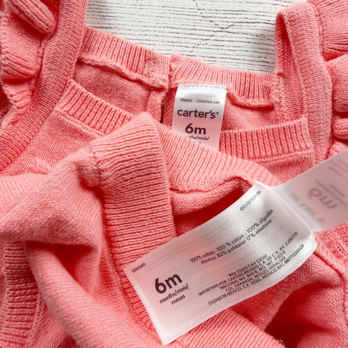 Carter's Baby Girls 2-Piece Pink Top Bloomer Set Striped Ruffle Detail 3-6 Months