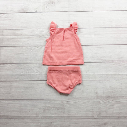 Carter's Baby Girls 2-Piece Pink Top Bloomer Set Striped Ruffle Detail 3-6 Months