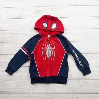 Marvel SpiderMan Boys Red Navy Zip Up Hoodie Spider Graphic 5