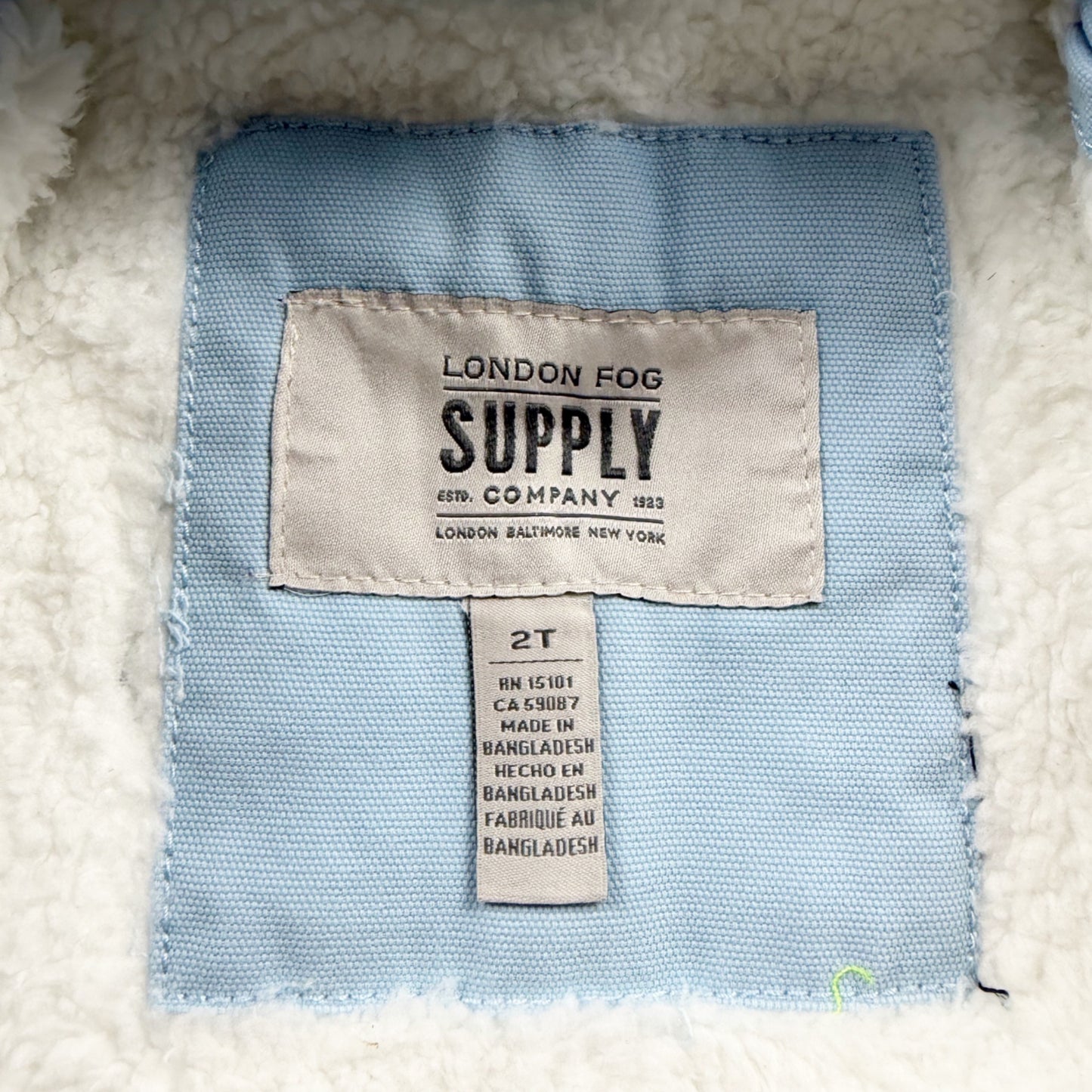 London Fog Toddler Varsity Jacket Blue White Sherpa Lined Bomber Zip Up 2T