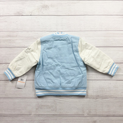 London Fog Toddler Varsity Jacket Blue White Sherpa Lined Bomber Zip Up 2T