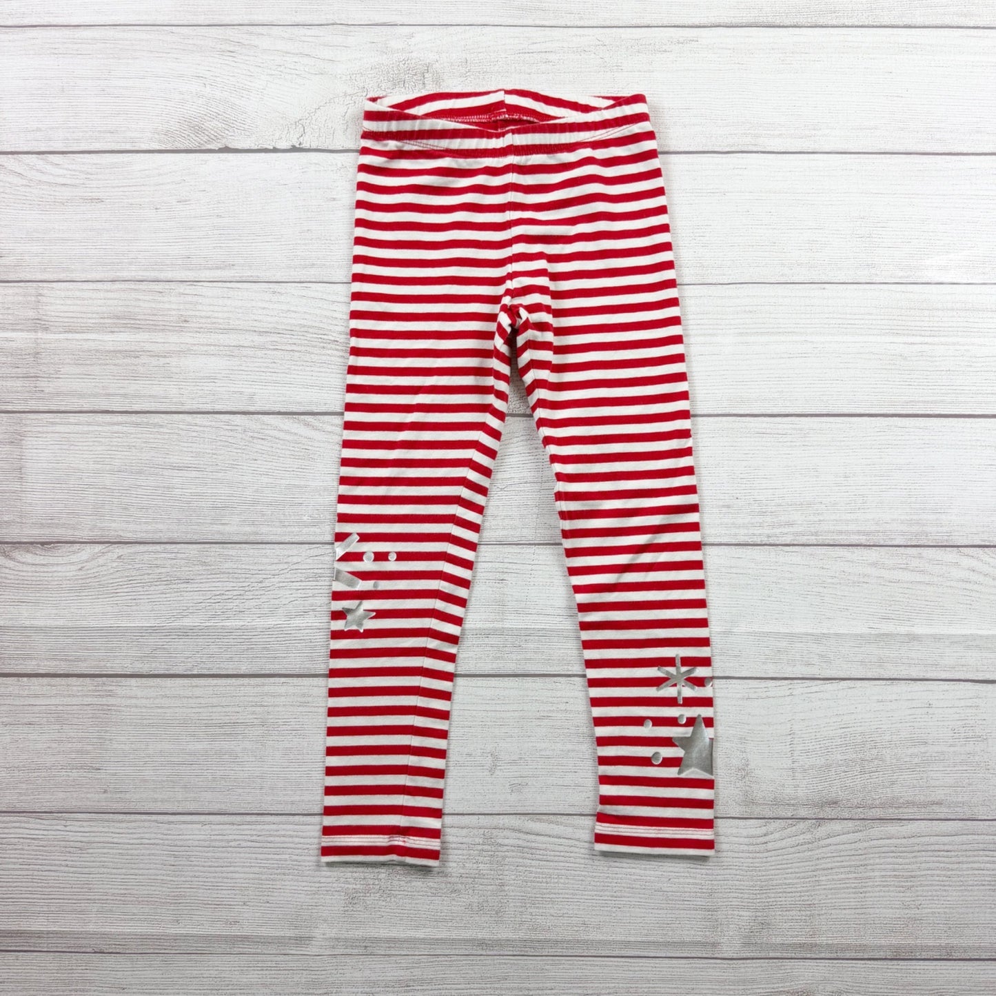 Cat & Jack Red White Striped Girls Leggings S 6 6X