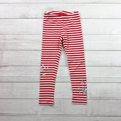 Cat & Jack Red White Striped Girls Leggings S 6 6X