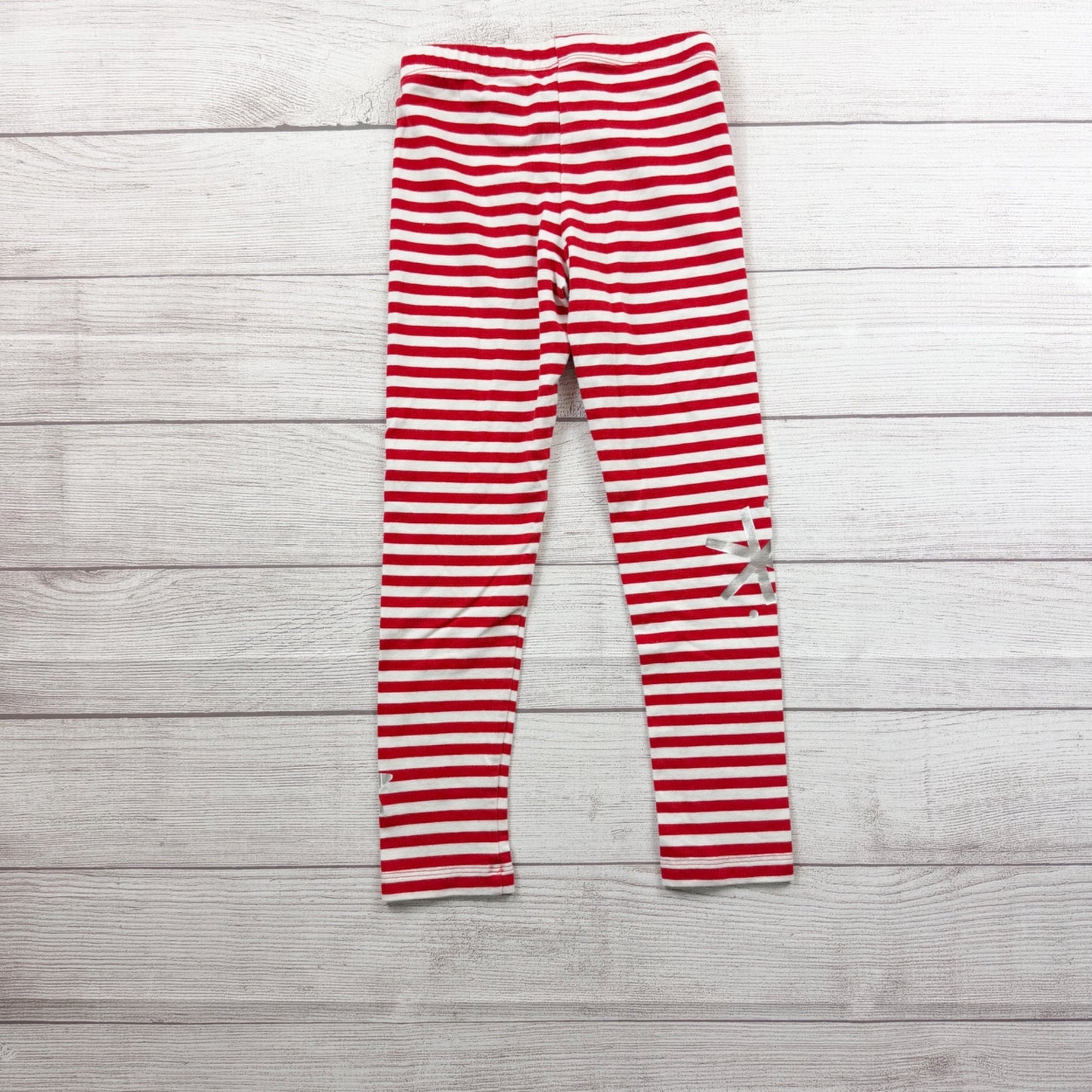 Cat & Jack Red White Striped Girls Leggings S 6 6X
