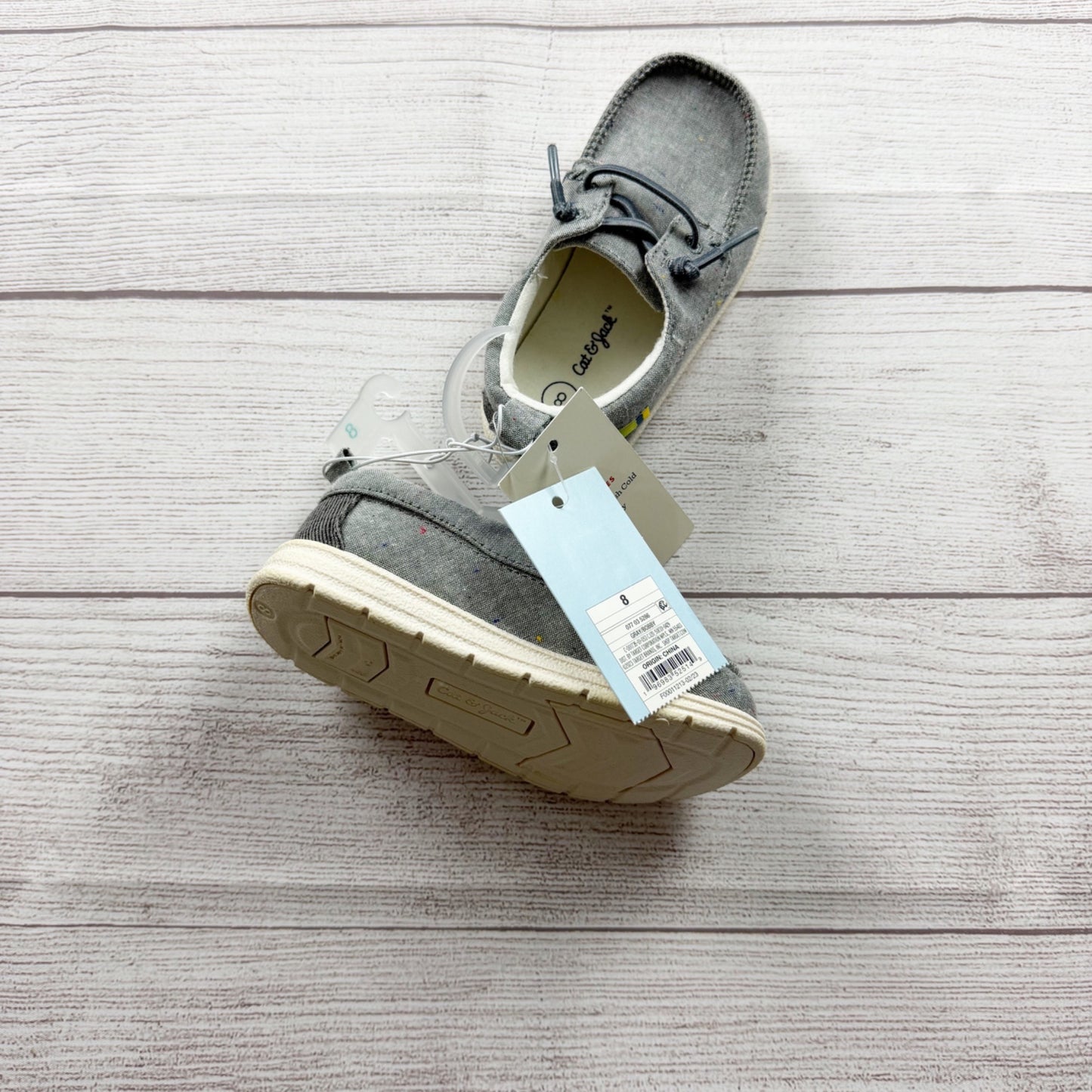 Cat & Jack Gray Canvas Slip On Boat Shoes Toddler Lightweight Casual Sole NWT 8