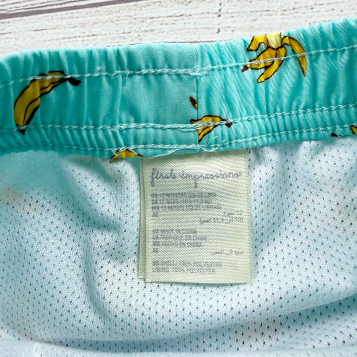 First Impressions Baby Swim Shorts Trunks Banana Print 9-12 Months