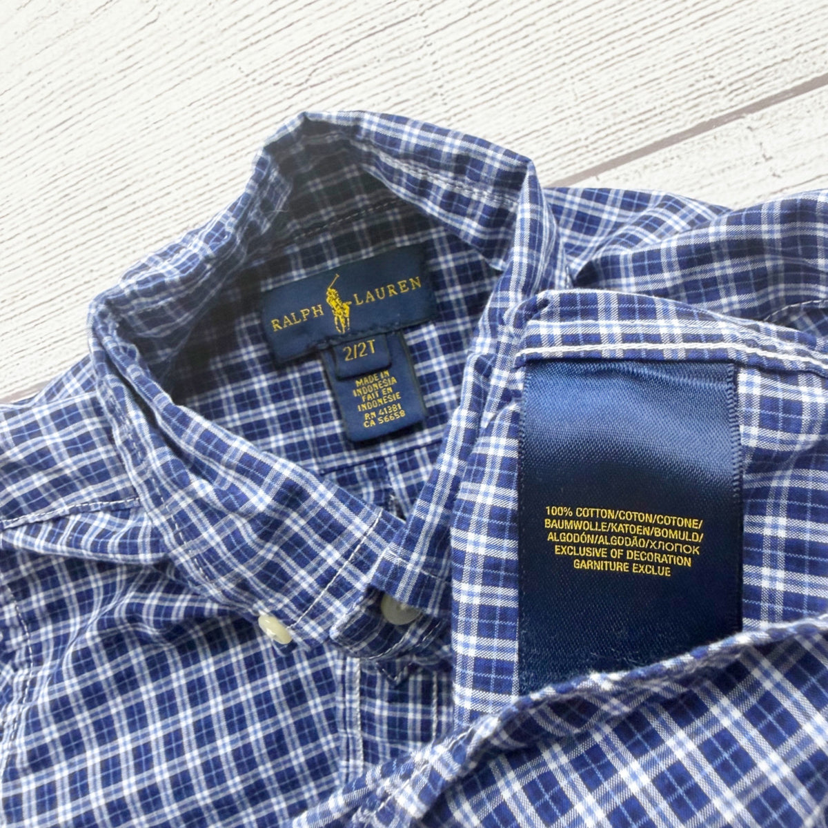 Ralph Lauren Boys Blue Plaid Button Down Long Sleeve Shirt 2T