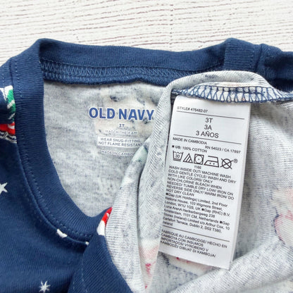 Old Navy Kids Holiday Christmas Pajama Set Santa Print Cotton Two Piece NWT 3T